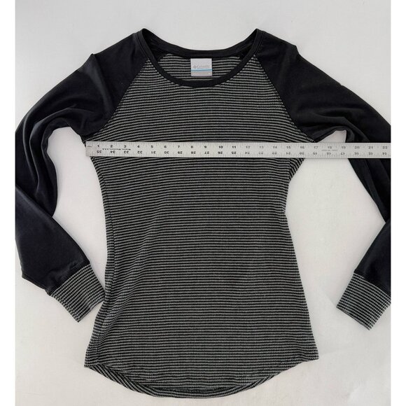 Columbia Cascade George Black &‎ Gray Waffle Knit Long Sleeve Crew Shirt Sz M - Picture 9 of 9